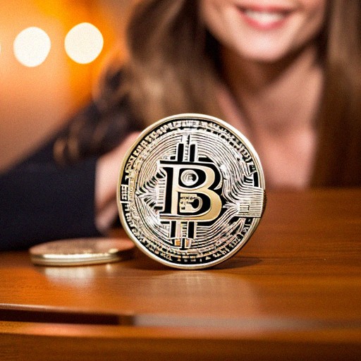 Woman Bitcoin on table